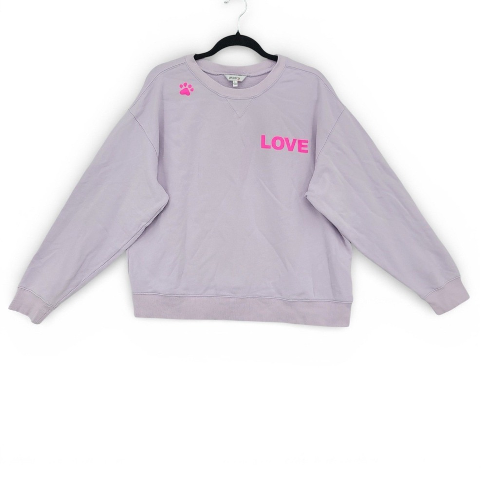Wildfox Dogs Love‎ Me Sweatshirt Large Pink Graphic Cozy Dog Mom Lounge Casual